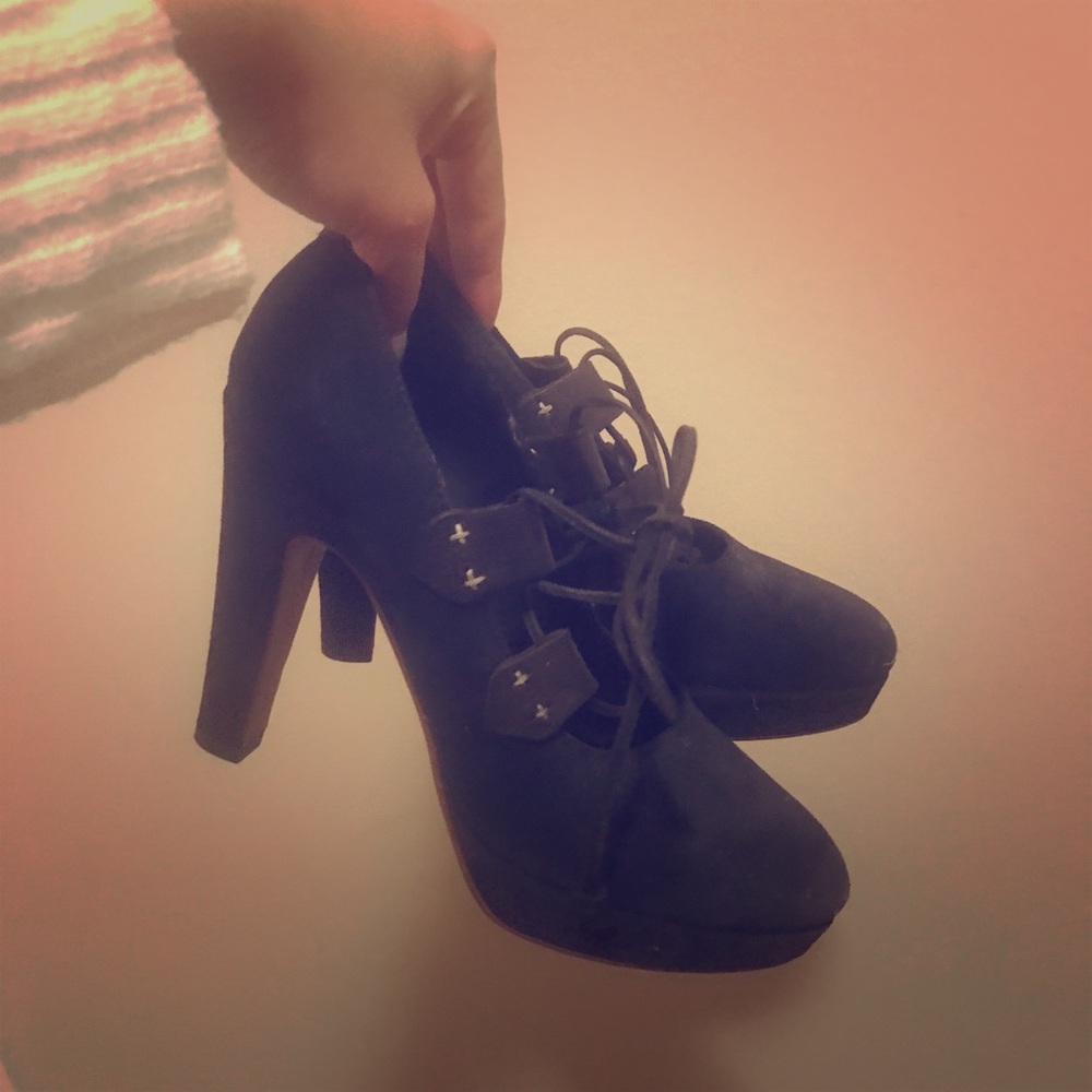 Rag & Bone lace up platform pumps, Navy Blue